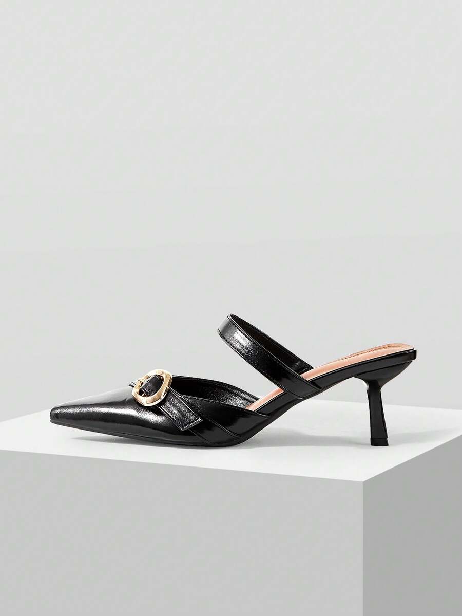 Mnmlis Women's Fashion Versatile Pointed Stiletto High Heel Shoes - Black - View 1