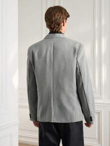 Officeau 男士段染口袋单排扣商务休闲西装外套 - 深灰色 - 查看 2