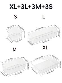 桌面化妆品收纳盒，透明塑料抽屉组合收纳套装，透明梳妆台收纳盒，精致收纳盒，桌面抽屉隔断收纳盒，适用于收纳化妆品、珠宝、厨房小工具、卧室、浴室、办公室、派对桌面抽屉装饰 - 無色 - 查看 13