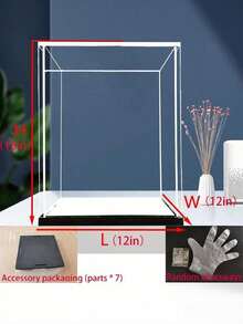 Acrylic Display Case/Showcase/Curio Cabinet/Entryway Decor Dust-Proof Display Cabinet (High-Definition Thick Acrylic Module + Mirror Base), Suitable For Statue/Gift/Model/Product/Building Blocks/Bag/Doll Display, Multiple Sizes Available, Easy Assembly (Needs Rubber Bands For Reinforcement After Assembly), Please Measure The Size Of The Items To Be Stored Before Ordering - Black Background + Mirror Finish - View 12