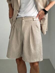 DAZY Apricot Short Sleeve Shirt Paired With Shorts, Men's Suit Set For Commuting In Summer - Apricot - View 3