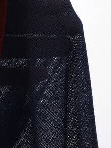 FRIFUL Women's Casual Loose Thin Cardigan With Thumb Hole, Colorblock Sheer Overlay, Versatile For Spring/Summer - Navy Blue - View 7