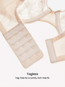 LUVLETTE Plus Woman Lingerie Full Coverage Pushup & Breathable Underwire Sexy Unlined Embroidered Lace Gold Beige Mesh & Lace Bra Minimizer Bra - Apricot - View 11