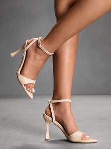 CUCCOO SZL Women's Buckle Design Fashion Daily Wear High Heel Sandals Prom Heels Summer Shoes - Apricot - View 3