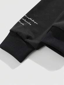 Manfinity LEGND Men's Street Style LA Letter Print Black Hoodie - Black - View 7