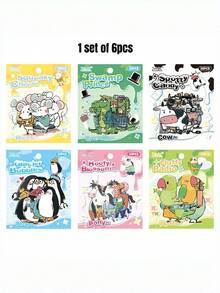 1 Bộ 6 miếng dán hình thú cưng tưởng tượng, nhãn dán sổ tay, túi đựng nhãn dán sổ tay, vật liệu làm sổ tay - Bộ đồ - Xem 10