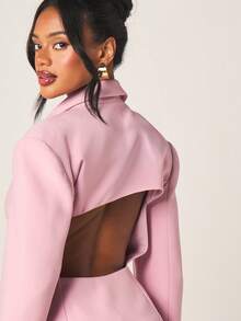 MISSGUIDED Women Pink Cut Out Back Blazer With Lapel Collar And Button Closure For Office Professional Spring Summer Wear - Pink - View 4