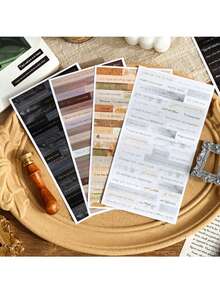 4pcs Set Write Your Life Series Journal Stickers, Retro Foil Gold Decorative Stickers, Creative Text Scrapbook Material - suit - View 3
