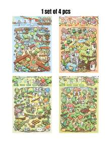 一套4张童话日记贴纸，风景贴纸，大型3D立体风格贴纸 - 套裝 - 查看 5