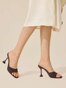 CUCCOO BASICS CUCCOO Women's Fashion Daily Wear High Heel Fabric Mule Sandals For Christmas Spring Shoes - Coffee fabric - View 3