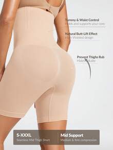 SHAPORA 1pc Apricot Comfortable Minimalist Shapewear Pants - Apricot - View 2