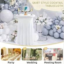 圆形鸡尾酒桌裙桌布，带氨纶弹力，适用于酒吧、酒馆、婚礼、派对、宴会、生日等场合。 - 彩色 - 查看 8