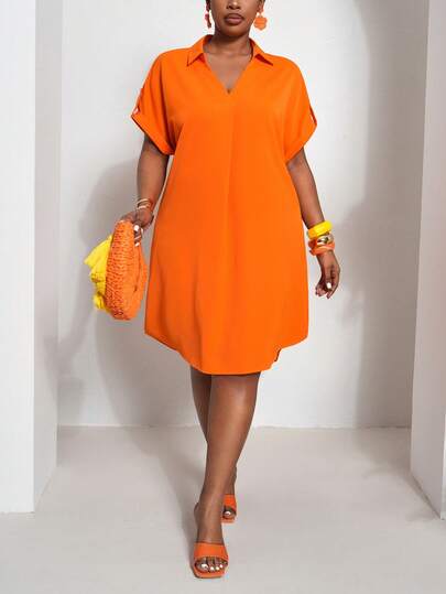 Veslaya 2026春夏大码女装音乐节、复活节、西部风情、游牧风、生日派对、毕业典礼、上学、日常、休闲、度假、邮轮、海滩、日光浴、潮流、街头风、婚礼宾客、通勤、早午餐、机场、派对、活动、优雅宴会、舞会、轻松、精致的白色V领短袖宽松A字连衣裙