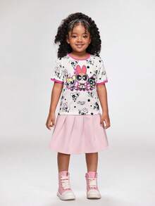 THE POWERPUFF GIRLS X SHEIN 女童休闲卡通印花短袖T恤，夏季 - 彩色 - 查看 5