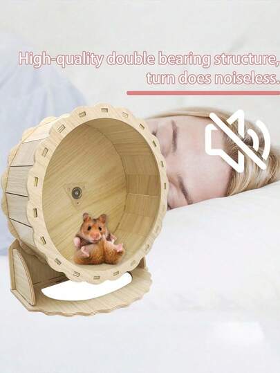 Wooden Hamster Wheels For Small Pets Silent Hamster Exercise Wheel Spinner Wheel For Gerbils, Guinea Pigs, Dwarf, Hamster (15cm/19cm/21cm/23cm/26cm)