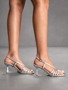 CUCCOO SZL Women Heeled Sandals - Silver - View 6