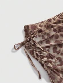 ROMWE PETITE Women's Leopard Print Mesh Skirt - Multicolor - View 6