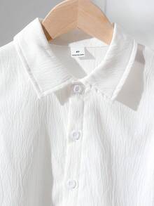 SHEIN 3pcs/Set New Spring/Summer Toddler Boys' Casual Elegant Gentleman Shirt, Diamond Pattern Vest, Matching Faux Denim Shorts - Blue - View 4