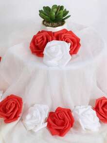 100 PCS Pink PS Foam Artificial Flowers Simple Minimalist Home Decor Bouquet For Wedding Party Centerpiece Valentine Anniversary Decoration Spring Floral Arrangements Rustic Decor Wedding Supplies - Red - View 4