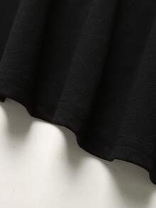 SHEIN Vestido de verano elegante con malla de contraste para niñas preadolescentes - Negro - Ver 5