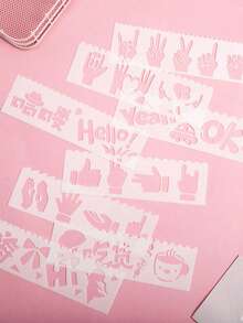 1 Set Of 8 Pcs Long, Hollowed-Out Painting Template, Hand Newspaper Drawing Template, Journal Multi-Functional Lace Ruler - Sets - View 13