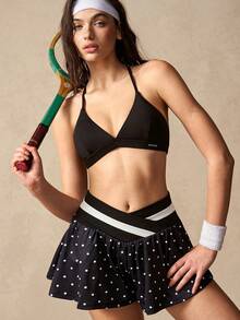 VARSIVA 女士字母印花日常健身背心式运动文胸 - 黑色 - 查看 7