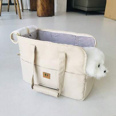 1PC Versatile Pet Carrier Bag - Polyester Travel Bag With Zip Closure, Detachable Shoulder Strap For Small Pets, Fits Suitcase, Ideal For Car & Outdoor Use. Cat Carrier Cat Backpack Bike Trailer