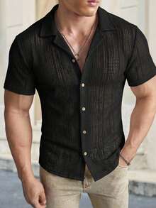 GENTILAND 男士休闲纯色短袖衬衫 - 彩色 - 查看 2