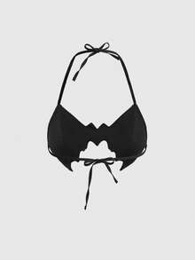 ROMWE Gothic Bat Shaped Halter Neck Bondage Lingerie - Black - View 2