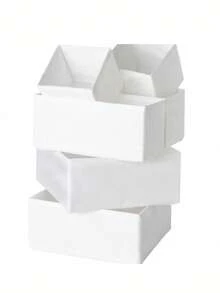 1/3/6 piezas, Caja organizadora plegable, Caja organizadora de ropa, pantalones y calcetines, Caja organizadora de ropa interior, Caja organizadora de cosméticos tipo cajón, Caja organizadora de artículos varios - Blanco - Ver 6