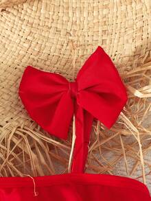 Emery Rose Kids Emery Rose Kids 女童纯色荷叶边休闲吊带比基尼上衣 - 黑與白 - 查看 5