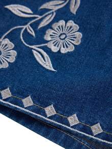 GlowEve 夏季休闲刺绣抽绳腰牛仔短裤 - 藍色 - 查看 4