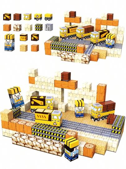 MINKOJA MINKOJA Đồ chơi xếp hình nam châm chủ đề kỹ thuật, khối lập phương nam châm cho trẻ em, đồ chơi xếp hình STEM, quà tặng cho trẻ em 3 4 5 6 tuổi, lễ Phục sinh, quà tặng lễ Phục sinh, ngày thiếu nhi, đồ chơi du lịch, khối nam châm, khối xây dựng, đồ chơi xếp hình nam châm cho trẻ em