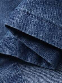 DAZY 女士夏季V领宽松字母刺绣牛仔套头衫 - 中等水洗藍 - 查看 7