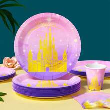 "Dream Princess Castle" Disposable Plates, Napkins, And Cups, Disposable Party Supplies Set, Suitable For 25 Guests. Disposable Paper Plates And Party Tableware Are Perfect For Birthday Parties, Weddings, Theme Parties, Family Picnics - Multicolor - View 3