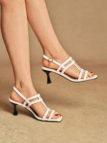 Rosivie Women's Fashionable Versatile High Heel Sandals, Summer - White - View 3