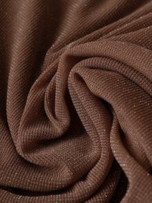 SaltGleam SaltGleam Women's Solid Color Plunging Neck Fashionable Sexy Halter Dress - Coffee - View 4