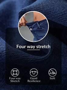Flexra Loose Straight Leg Wide Leg Slimming Jeans For Women - Dark Wash - View 9