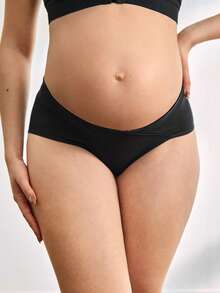 1pc Women's Basic Skin-Friendly Comfortable Maternity Casual Briefs - Black - View 3