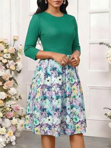 SHEIN Lady 女士度假连衣裙 - 綠色 - 查看 5