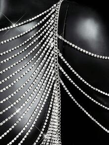 FeverCity Áo tank top lưới xuyên thấu gợi cảm đính đá cho nam - Bạc - Xem 10