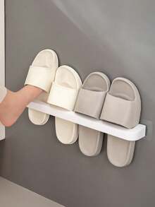 1 Slipper Rack, Bathroom Non Perforated, Bathroom Storage Rack, Wall Mounted Household Storage, Shoe Drain Rack - White - View 6