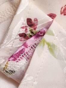 DAZY Women's Elegant Commuter Floral Print Flare Sleeve Blouse - Beige - View 3