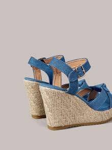 Styleloop Women's Vacation Casual Platform & Wedge Sandals Holiday Travel Essential Boho Cowgirl Outfit - Blue - View 5