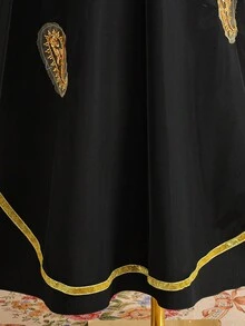 Bộ 2 món áo choàng kiểu Trung Đông cho bé gái, màu mơ, tay dài, thích hợp cho các lễ hội. - màu đen - Xem 4