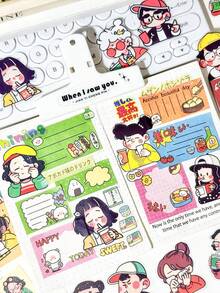 1 Set Of 6 Pcs Energetic Pet Stickers, Journal Sticker Pack, Stickers, Cartoon Stickers, Journal Materialset - suit - View 4