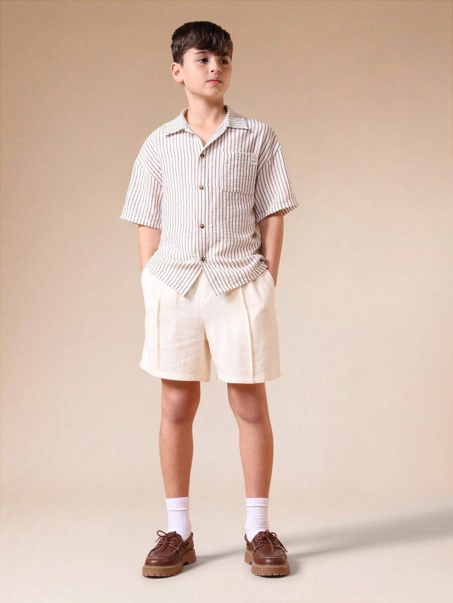 SUMWON Tween Boys Shirt Co-Ords - Apricot - View 1