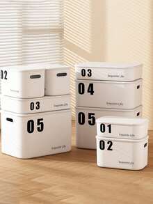 1个白色塑料收纳盒，适用于客厅、厨房、书房、餐厅，可存放玩具、零食、娃娃、饮料、药品、卧室、衣柜、衣物、内衣、袜子等（含盖，不含贴纸） - 白色 - 查看 6