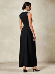 Briarwyn Đầm nữ thanh lịch phối màu, nơ và xếp ly ở gấu váy. - màu đen - Xem 9