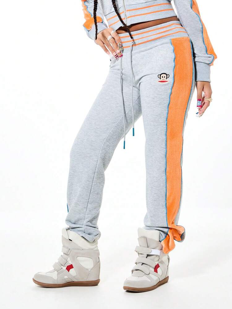 SUMWON X PAUL FRANK SUMWON WOMEN Pantaloni da jogging in velluto con profili a contrasto
